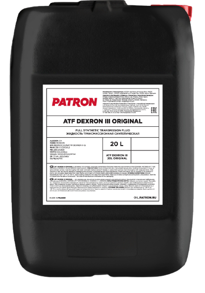 Трансмиссионное масло Patron ORIGINAL ATF DEXRON III, 20л