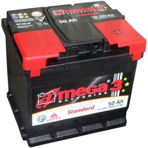 Аккумулятор A-mega Standard 6СТ-50 (50 A/h), 390A R+