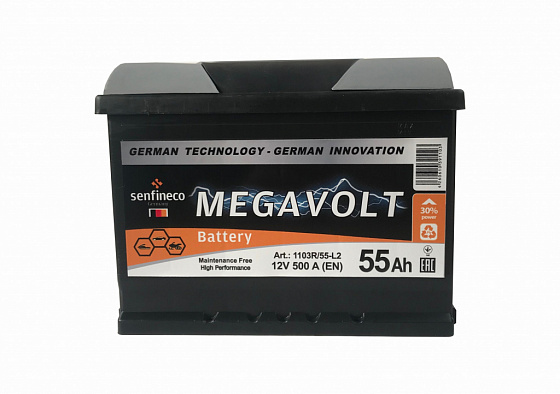 Аккумулятор Senfineco Megavolt 12V R+ (55 А/h)